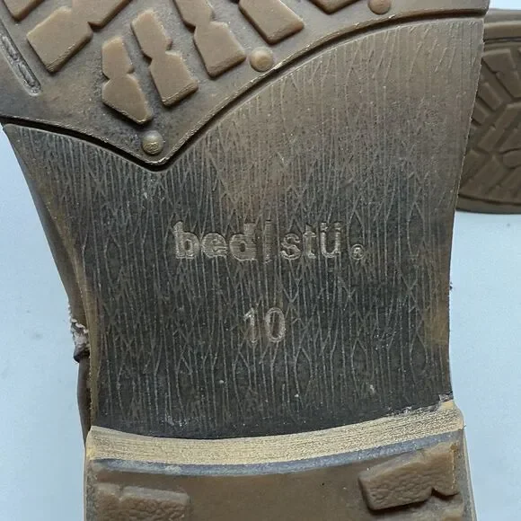 Bed Stu Revolution Boots Mens 10 Brown Distressed Leather Side Zip Ankle Hipster - Picture 16 of 16